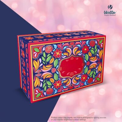 Gift Box | 12 (L) X 8 (B) x 4 (H) Inch | Colourful Indian Ethnic Festive Designer box for Diwali, Weddings, Christmas, Corporate Gifts, Gift Hampers
