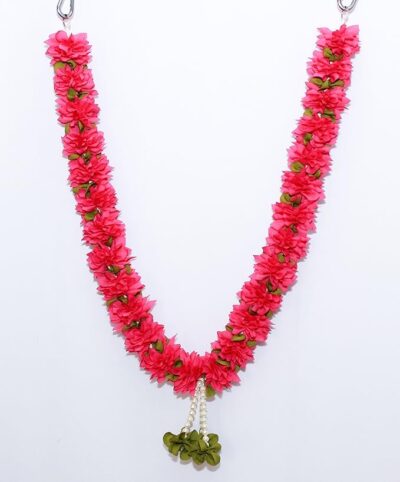 Daedal crafters Red Artificial Jasminum Garland, Decorative Mala for God Idols & Photo Frames Handmade Garland