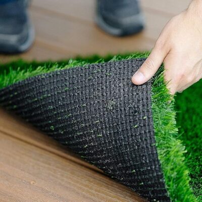 Polyester Artificial Grass Door Mat (16 x 24 inches) (41 x 61 cm) Pack of 2, Green, Rectangular