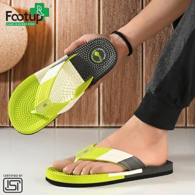 FOOTUP Men’s Acupressure Massage Slippers | Orthopedic Comfort Sandals with Anti-Skid Sole & Foot Reflexology Beads – Everyday Wear Pain Relief Slippers for Healthy Relaxed Feet