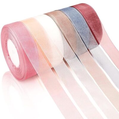 Store2508 6 Rolls Pastel Colors Sheer Chiffon Ribbon Organza Satin Ribbon for Wrapping Decorating Valentine's Day Wedding Birthday Bouquet Garland (50 Yard Each Roll)