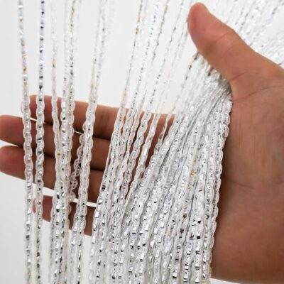 Polyester Solid Sheer Versatile String Curtains: Transforming All Spaces with Elegance| White Thread Curtain| Use for All Decoration (1 pc)