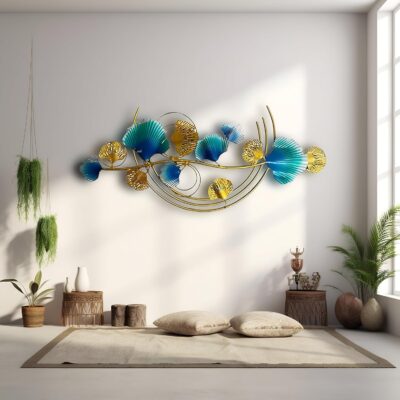 RHD Gingo Small Multicolor Iron Metal Wall Art Sculpture | Abstract Hanging Décor for Home & Office (34x1.5x15 Inch)