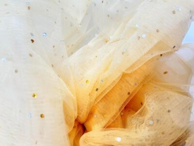 Golden Polka Dot Net Fabric for Decoration & Gift Wrapping – 5 Meter