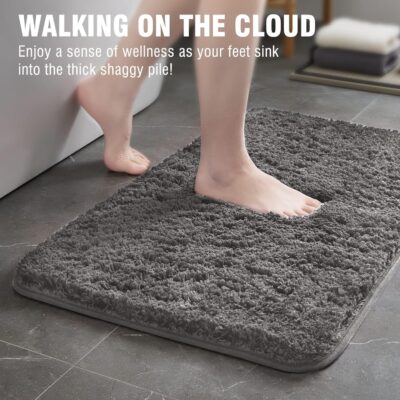 Microfiber Bathroom Mat Anti-Skid-Highly Absorbent Super Soft Door Mats for Home Kitchen Living Room-2000 GSM Floor Mat (Grey, 40x60 cm-Pack of 1)