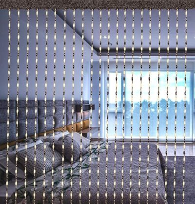 Kuber Industries Strings Wooden Bead Curtain Fancy Sparkling Door Window String Wooden Beads Thread Sheer Shear Rod Room Hanging Solid, 7 X 4 Ft (Brown) - Ctktc045858, Rod Pocket Curtains