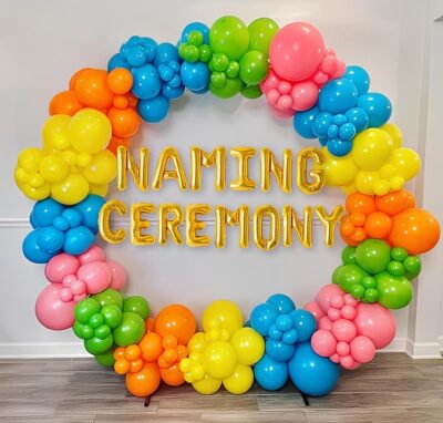 Multicolor Naming Ceremony Decoration kit , Baby Name Revealing Decoration items , Naming ceremony decoration items for boy, girl ,Namkaran ceremony decoration - 53pcs