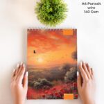 MENORAH - A4 Sketch book - 140 GSM,100 Pages/50 Sheets - Metal Wire-O bound drawing notebook - (21.0 x 29.7 cm)- Romantic Sunset Design