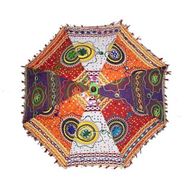 Kaku Fancy Dresses Rajasthani Embroidered Decorative Umbrella for Navratri & Photoshoots
