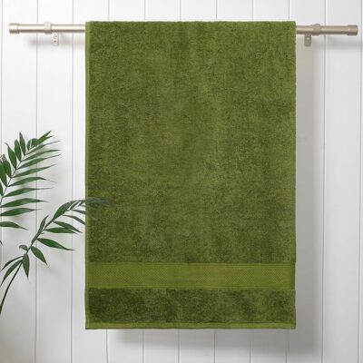 Trident 100% Cotton Towels for Bath | Towels for Bath Large Size | Trident Bath Towel - Soft & Absorbent | 450 GSM | 1 Piece Bath Towel for Men/Women | Urban Comfort | 70 cms x 140 cms - Olive