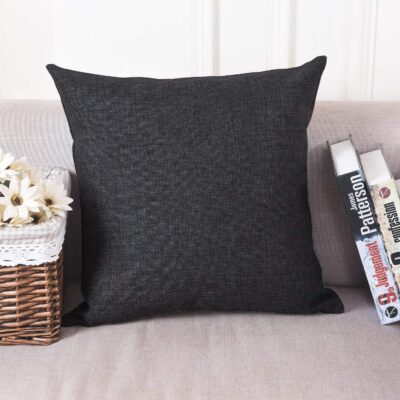 Khooti Decorative Jute Square Cushion Cover Throw Pillow Cover for Living Room Couch Diwan Single Seater Sofa, Modern Boho Small 10 x 10 Inches / 25 x 25 cm (Colour - Dark Grey)(Set of 1 Piece)-50 TC