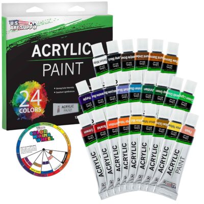 US Art Supply Acrylic Paint Set – 24 Colours (12ml Tubes) | Professional Artist-Grade