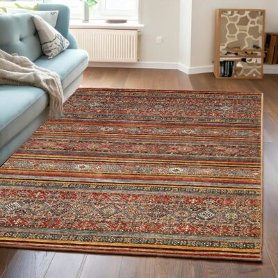 Ishro Home Premium Medallion Carpet for Living Room & Bedroom | Anti-Skid, Washable, Non-Fading (3x5 ft, Striped)