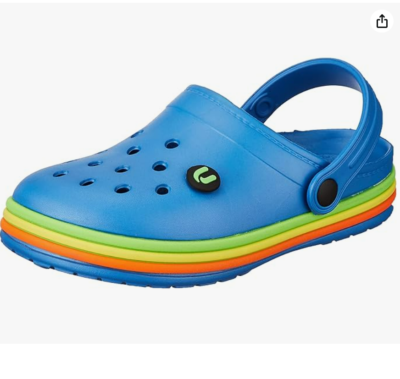 URJO unisex-child Kids_ rainbow Casual Clogs/Sandals for Kids with Soft Sole | Waterproof & Lightweight | Comfortable & Durable | Stylish Adustable back Strap Indoor & Outdoor Sandals /Clogs for BOYS & GIRLS (Neoz)