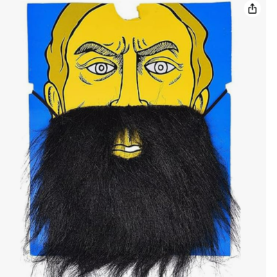 Partysanthe Black Bushy Mustache Fake Beard with Elastic Strap (Black) Fancy Dress Costume Accessory for Masquerade Party Cosplay Decorations 1pc