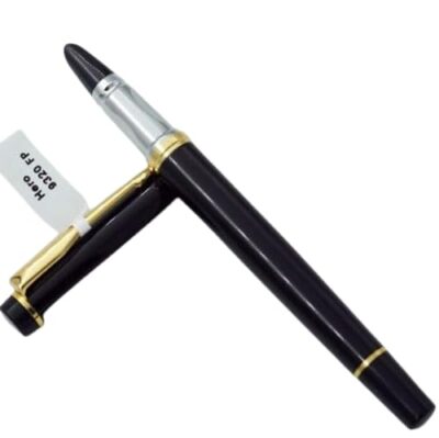 Hero Pen 9320 Black 0.38mm Extra Fine Nib | Fountain Pen With Ink Conveter | Gold Trims | Gift Fountain Pen for Office And Students