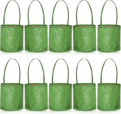 HDPE UV Protected Small Size Grow Bags with Handle for Terrace Balcony Home Gardening, 5x5 Inches Pack of 10 Plant Growing Bag