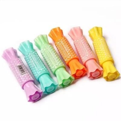 MAKE A WISH Toffee shape highlighter Quirky Pastel Candy Theme Double Tip Highlighters|Set Of 6 Double Sided Pens Gifts For Stationery Hoarders & Kids|Party Return Gifts For Girls-Assorted