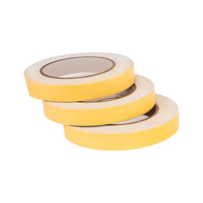 DM TAPES Double Sided Tape | Self Adhesive Foam Mounting Tape | For Wall,Craft, Furniture, Paper, Hooks,Sheet | Set Of 3 (YELLOW LINER - WHITE COLOUR)