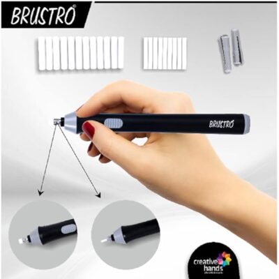 BRUSTRO Electric Automatic Eraser | Ideal for Kids and Adults, Drawing, Sketching, Mandala, Portrait | Slim Battery Operated | 2.3mm, 5mm| 22 Refills, 2 Eraser Holders | (Batteries not Included)