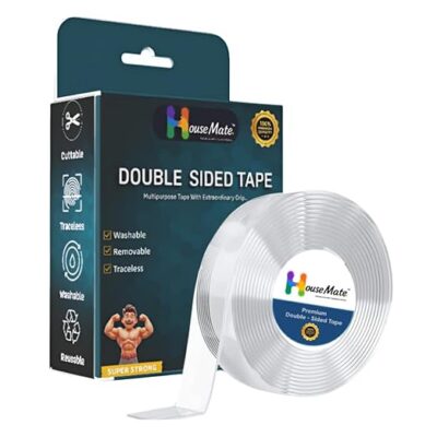 House Mate Double Sided Nano Tape 3 Meter – Heavy Duty Strong Adhesive | Removable | Washable | Multipurpose Transparent Mounting Tape (PACK OF 1)