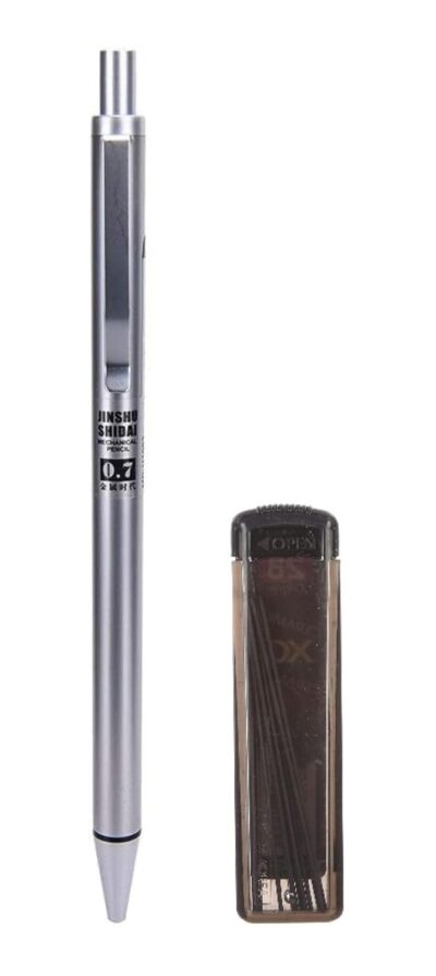 Amazon Brand - Umi Precision Mechanical Pencil 0.7mm | Durable Metal Body, Comfortable Grip, Includes 20 Premium 2B Refill Leads | Smooth Writing & Drawing for Office, School