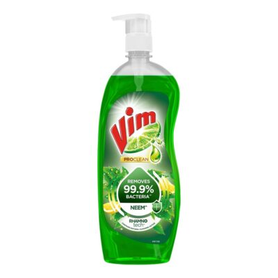 Vim Pro Clean Dishwash Liquid Gel with Neem powered by Rhamno Tech™, Removes 99.9%* Bacteria, Removes Tough Grease and Odours, 700ml