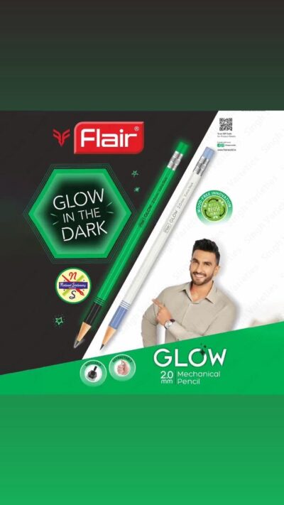 NATIONAL STATIONARY FLAIR GLOW 2.0mm Glowing Mechanical Pencil Set of 10 | Durable Writing Pencils for School, Office, Students, Drawing, Sketching Pencil Glow In Dark/Night |1 Erase and 1 Sharpner