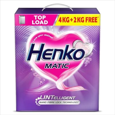 Henko Matic Top Load Detergent Powder 4KG + 2KG | intelligent Nano Fiber Lock Technology, Removes Toughest Stains from Your Clothes, Locking Fibers & Color Intact