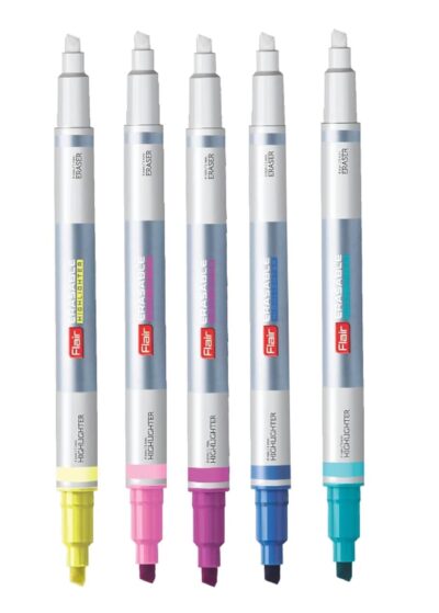 FLAIR Creative Series Erasable Chisel Point 1 to 4 mm Highlighter Blister Pack | Easily Erase What You Highlight | Non Toxic & Safe of Childrens | Set of 5 Different Shades