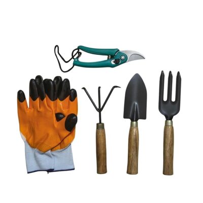THEFARMER Garden Tool Set of 5 Small – Durable Steel Tools for Digging, Planting & Soil Care – (4 X 10) – Multicolor
