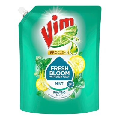 Vim Pro Clean Dishwash Liquid with Mint powered by Rhamno Tech™, Fresh Bloom with Every Wash, Removes Tough Grease and Odours, 1700 ml
