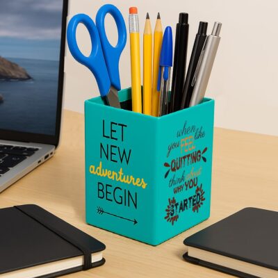 AccuPrints motivational Pen Stand holder Size: 4 x 2.75 inch | Desk Organizer PEn Pencil Holder for Office and Home Decor