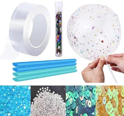 Submarine Nano Tape Bubble Kit - 4 Straw Multicolor, Double-Sided DIY Craft Kit for Kids, Plastic