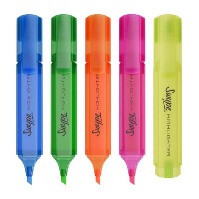 Linc Swype Sumdge Proof & Non-Bleeding Highlighter (Multicolor, Pack of 5)
