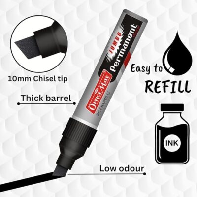 Soni Officemate Jumbo Permanent Marker (Black 2pcs)