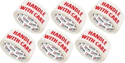 Cello Tape 2 Inch 65mtr (Handle with Care Fragile Tape Printed) Set of 6