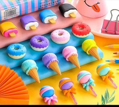 TERA 13 16pc Multi-Color Donut & Lollipop Erasers (4 Sets) for Kids & Girls, Non-Toxic, Food Shaped, Perfect for School & Birthday Gifts