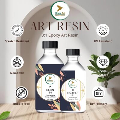 Mines Art Pro DIY Resin Art Kit Complete Crafting Kit with 200g Resin, 7 Moulds, Glitter, Pigments, Mica, Tools and Accessories for Keychains, Coasters, Earrings, Bookmarks & More - (MRA- 111)