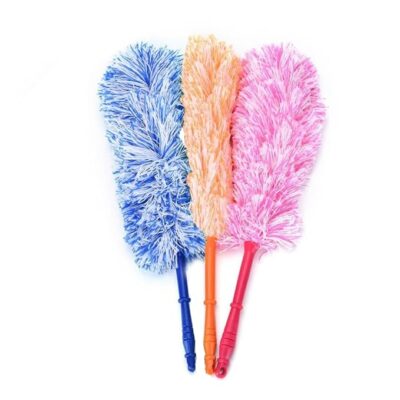 Voir Microfiber Cleaning Duster with Plastic Handle – Reusable, Lightweight, Anti-Static Dust Cleaner for Home, Car, Furniture, and Office (Orange) (Multicolor Pack of 3)