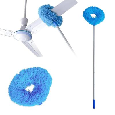 30 inch Long Handle Fan Cleaner Brush | Washable, Custom Shapable & Flexible Feather Ceiling Duster | Microfiber Dust Cleaner for Home, Kitchen, Car