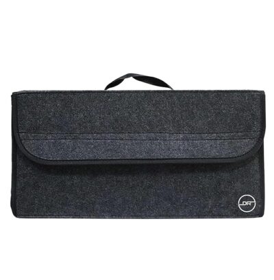 DOUBLE R BAGS Felt Car Trunk Organizer – Foldable Anti-Slip Boot Storage Bag for Cleaning Supplies, Tools & Accessories (Black, 16x50x23 cm, 1 Compartment, Pack of 1)
