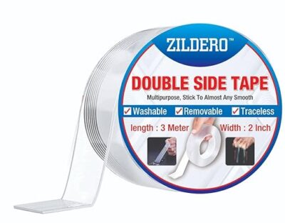 3Meter Multipurpose Double Sided Nano Grip Tape – Heavy Duty, Reusable, Washable, Heat Resistant, Adhesive Silicone Transparent Tape for Home & Office 3Meter 50MM