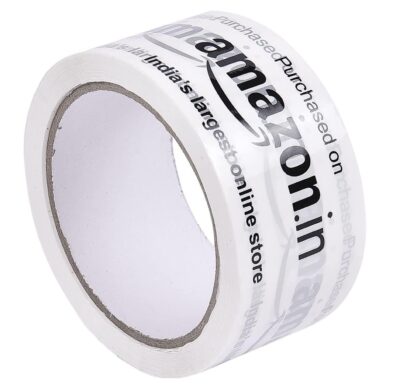 Self-Adhesive Amazon White Printed Packing Cello Tape - 65 Meters in Length - 48mm/ 2” Width, 1 Rolls Per Pack BOPP Industrial Packaging Tape for E-Commerce Box Packing