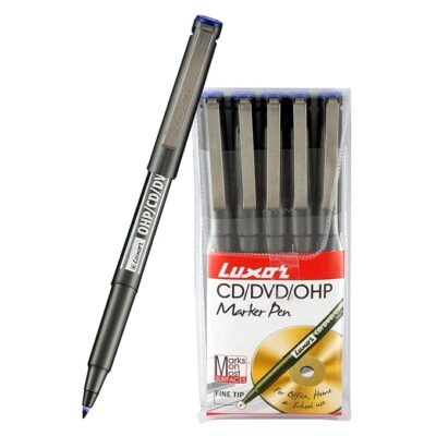 Luxor OHP Permanent Marker in Brilliant Blue, Pack of 5, Ideal for Professional Presentation Materials