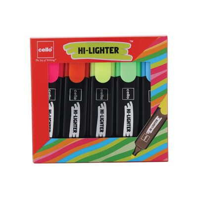 Cello Highlighter - Pack of 5 (Multicolor)