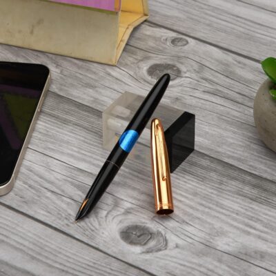 GOLD LEAF Hero Pen 329 Model Original Fountain Ink Pen Iridium Nib Gold Cap Black Fountain Pen