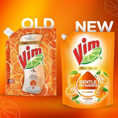 Vim Pro Clean Dishwash Liquid Gel with Tangerine powered by Rhamno Tech™, Gentle on Hands, Removes Tough Grease and Odours, 1700ml