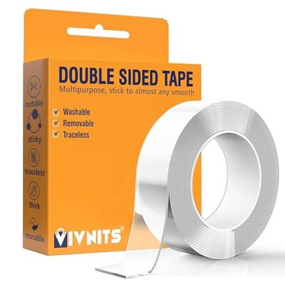 Multipurpose Double Sided Tape Heavy Duty - Adhesive Silicone Tape, Heat Resistant, Multi-Functional, Removable, Washable, Reusable Anti-Slip Gel Nano Grip Tape- 3 Meter (PACK OF 1)