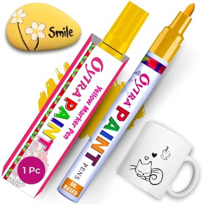 Oytra Paint Marker Pens Permanent Waterproof Oil Based Individual Pens Works and All Surfaces, Wood, Fabric, Steel, Glass (Yellow)